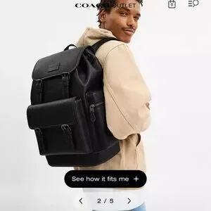 Coach Black Textured Leather Backpack With COA Leather backpack Coach Black in Leather - 46855952 main image 4